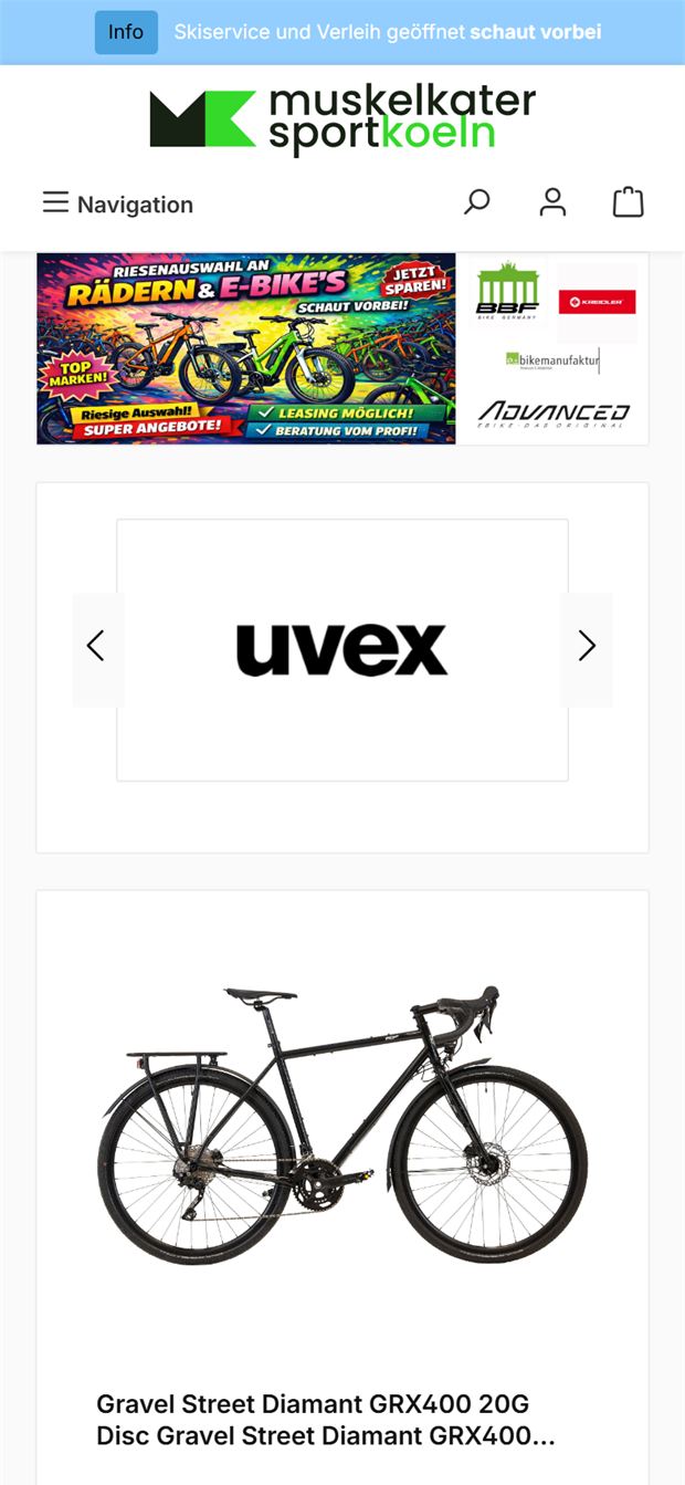 Startseite am Handy vor dem Umbau: Werbebanner, Markenkarussell, dann sofort Produkte.