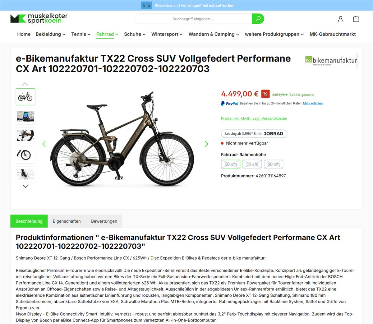Produktseite vor dem Umbau: Preis und Kaufbereich ohne eigene Fläche, Beschreibung als Textwand.