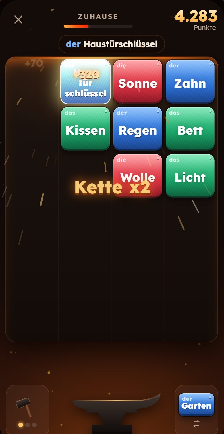 Eine Kette: Haustür und Schlüssel verschmelzen zum Haustürschlüssel, eingeblendet Kette mal zwei.